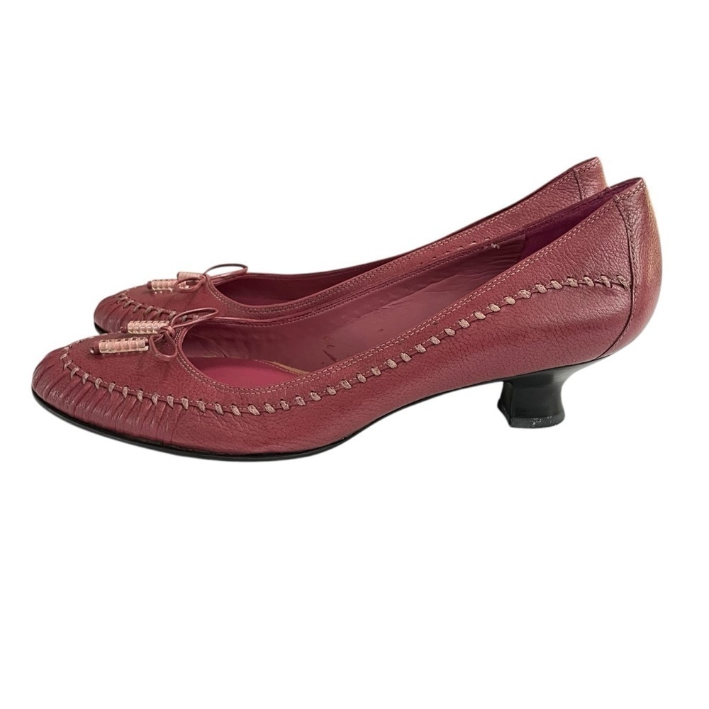 Antonio Melani Shoes Margherit 001 Dusty Rose Pink Leather With Bow Low Heels 9M - Picture 3 of 15